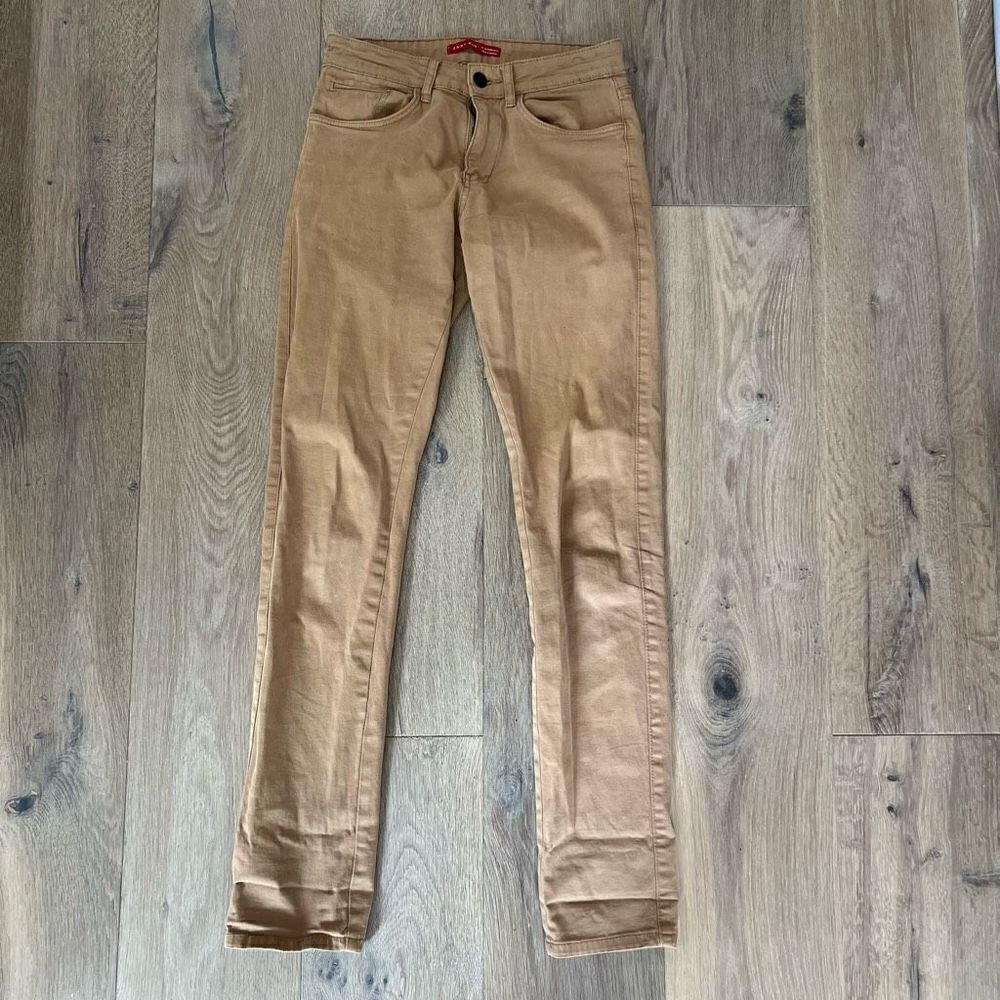 Zara Man Men’s Khaki Straight Leg Cotton Blend Denim Jeans Size 29